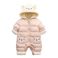 thumbnail image 2 of Baby Thick Winter Snowsuit with Cute Cartoon Print Hooded Waterproof Snow Wear Pink 0-3 Months, 2 of 3