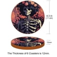 thumbnail image 3 of Skeleton Set of 6 Round Microfiber Leather Coasters, 11x11 cm/4.3x4.3 in, Stylish Drink Coasters for Home and Office, and Easy to Clean, 3 of 6