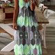 thumbnail image 1 of Plus Size Geometric Print Cami Maxi Dress, Women's Plus Spaghetti Strap V Neck Casual Long Dress, 1 of 1