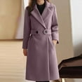 thumbnail image 2 of QUNYINEY Trench Coat Women Purple Fleece Outerwear Button Warm Long Sleeve Loose Fit Turndown Collar Womens Jackets, 2 of 5