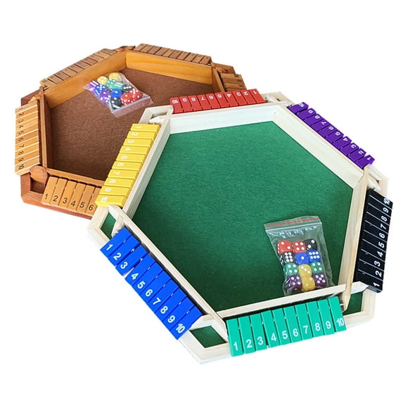 Shut The Box Board Game with 12 Dice 1-6 Players Kids Adults Family Fun Educational Math Number Strategy Wooden Desktop Game Birthday Gift