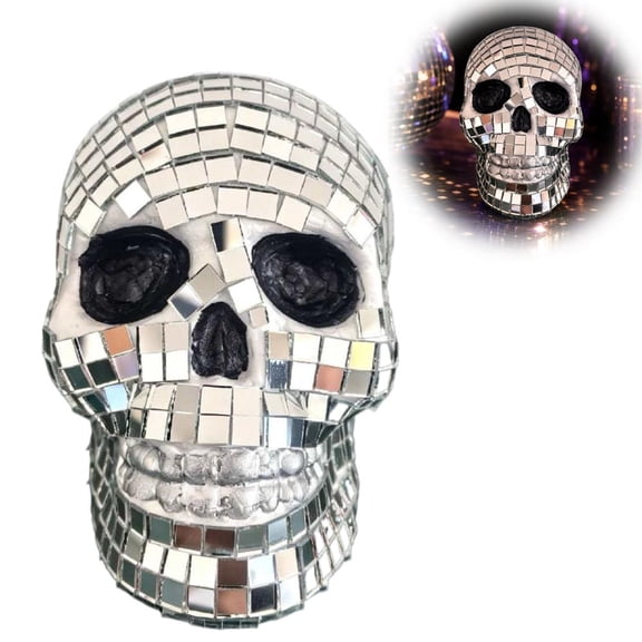 Glitter Halloween Decor Disco Skeleton,Skull Head Table Centerpiece