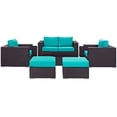 thumbnail image 3 of Modway Convene 8 Piece Outdoor Patio Sofa Set in Espresso Turquoise, 3 of 9
