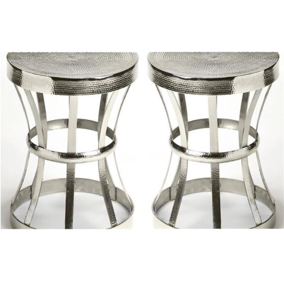 Home Square Modern Industrial Chic End Table in Silver - Set of 2