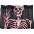 thumbnail image 2 of Funny Skull Half Window Tier Curtains 36 Inch Blackout Thermal Insulating Kitchen Linen Tier Curtains for Kitchen, Bathroom, Cafe Home Decor, 2 of 7