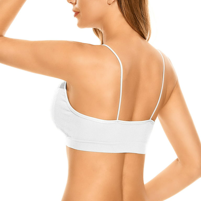 Womens Stretch Push-Up Freedom Spaghetti Strap Bra Underarm Smoothing  Infinity High Impact Sports Bras for Women White L