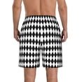 thumbnail image 3 of Naloa Black And White Diamonds Men's Beach Shorts, Surfing shorts, Swim trunks, Quick Dry Swim Trunks for Surfing Beach Fun - Medium, 3 of 9