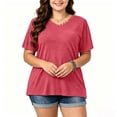 thumbnail image 4 of Bixock Plus Size Women Tops Maternity T Shirts Blouse Solid Color V Neck Short Sleeve Loose Breathable Summer Daily Office Top, 4 of 6