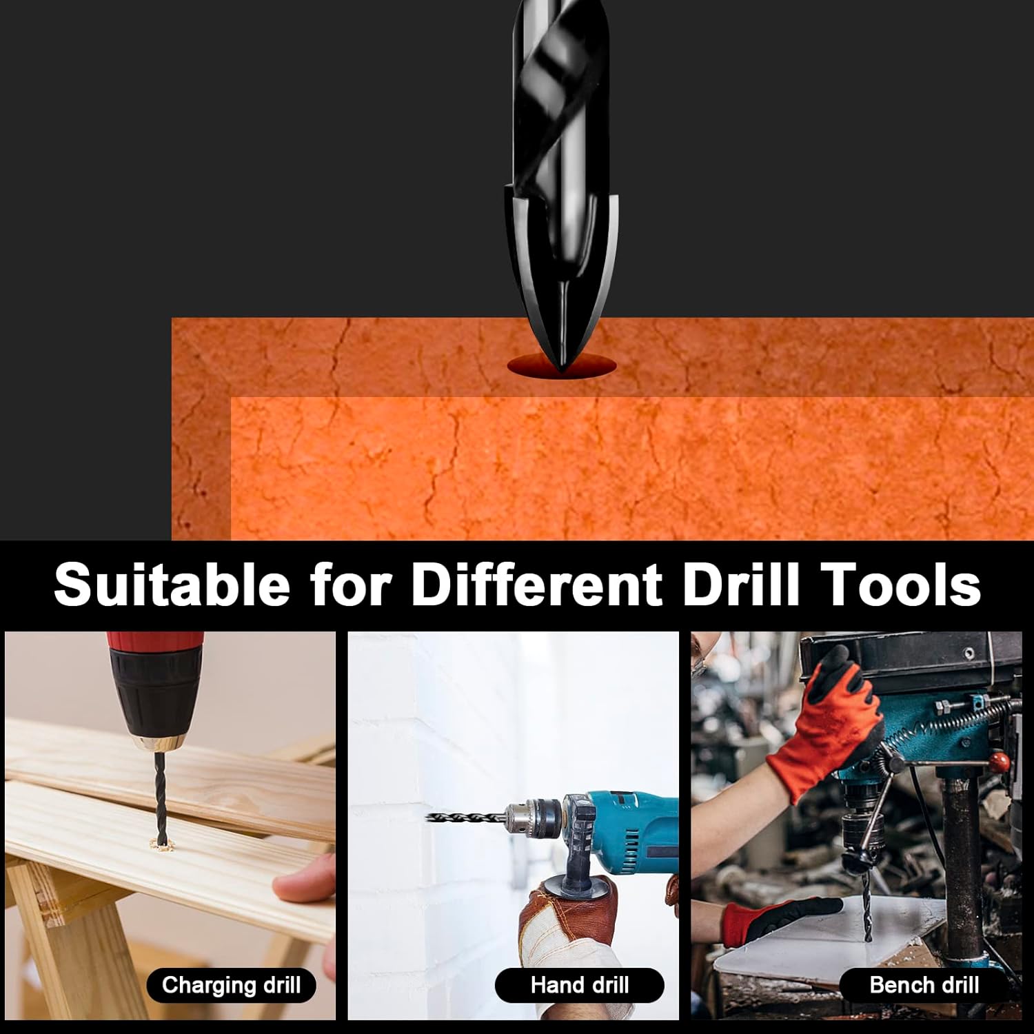 Masonry Drill Bits Set 10PCS, Concrete Drill Bit Set with Tungsten Carbide Tip for Glass,Tile, Brick, Cement, Concrete, Plastic, Cinder Block, Wood etc