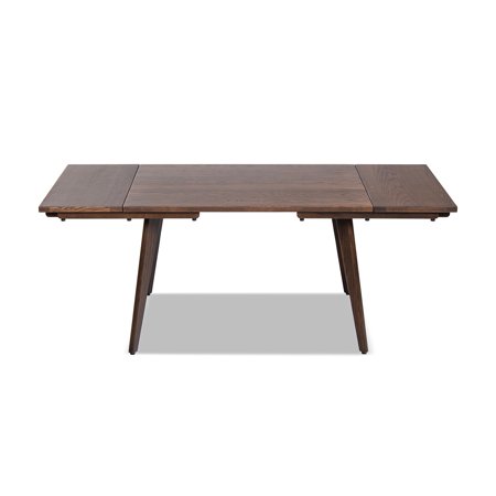 Capri 47-78.5 Solid Oak Wood 4-6 Seat Extendable Leaf Dining Table Dark Brown Red Oak