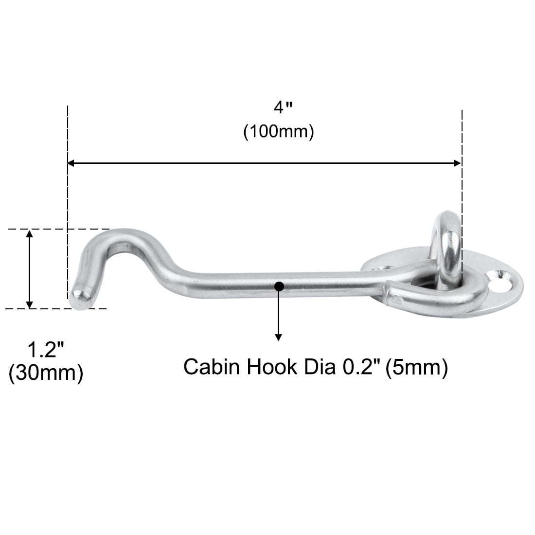 Unique Bargains 3.7 Inch Door Window Cabinet Gate Latch Lock Catch Eye Cabin Hook 2pcs
