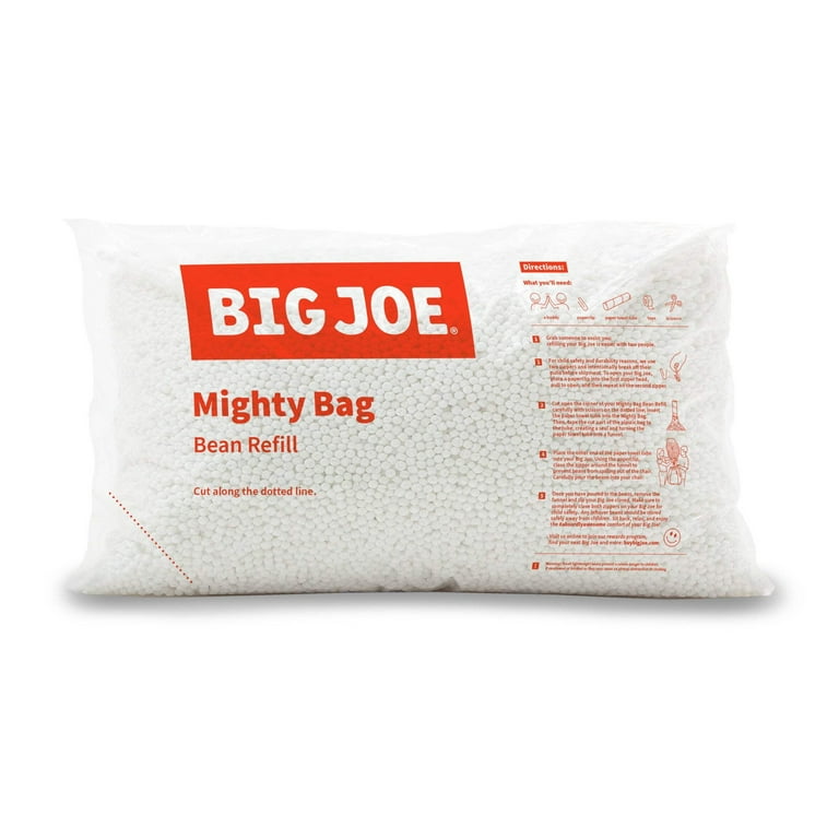 Popped Polystyrene Bean Bag Refill, Cubic Feet, pack