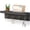 Black - Pine, variant on Rustic Key Holder for Wall, Farmhouse Wall Shelf with Hooks, Wall Mounted Key Racks, Wooden Mail Organizer with Hooks for Entryway