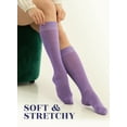 thumbnail image 3 of HUGH UGOLI Women's Bamboo Knee High Socks | Comfort Seam Long Dress Socks, Soft & Lightweight | 4 Pairs, Ultra Violet, Shoe Size: 5-8, 3 of 5