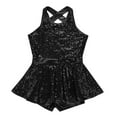 thumbnail image 5 of Alvivi Women’s Ballet Jazz Tap Latin Leotard Dress Sequin Criss Cross Back Unitard Built-in Shorts Black 14/S, 5 of 7