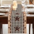 thumbnail image 3 of Texas Star Plaid 90 Inch Table Runner, Farmhouse Black Brown Texas Vintage Farmhouse Dresser Scarf Cotton & Linen Tablerunner for Dining/Kitchen Island/Holiday Party Décor 13" x 90", 3 of 9