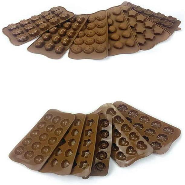 Moules à bonbons au chocolat en silicone Moule à bonbons en silicone  flexible Lot de 6 Différentes formes et motifs Moule à pâtisserie pour  gâteau Facile à utiliser et à nettoyer Moules