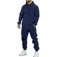 thumbnail image 4 of Men's Hoodie Tracksuit Sweatsuits Set 2 Piece Hooded Sweatshirts and Sweatpant Sets Color Navy Size S, 4 of 4