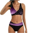 thumbnail image 1 of 2 Piece Swimsuits Ladies Plus Size Striped Color Block High Waisted Bikini Set Bathing Suits Summer Beachwear (Small, Hot Pink), 1 of 5