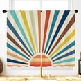 thumbnail image 5 of Colorful Boho Kitchen Curtains Retro Sun Rainbow Bathroom Curtains Funky Vintage Colored 70S Cute Cafe Small Bedroom Short Fabric Window Treatment Drapes 26x36 Inch, 5 of 6