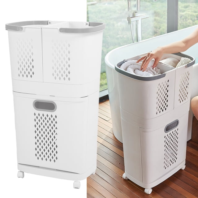 Cesto Plástico Para La Colada, Cesta Para Ropa Sucia, Transpirable, Práctico Para El Baño
