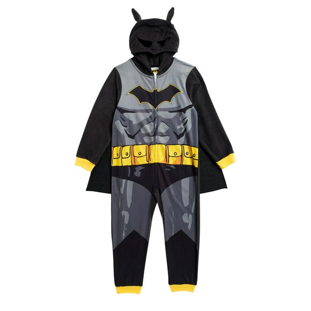 DC Comics Boys Batman Pajama, Fleece Hooded Blanket Sleeper with Cape