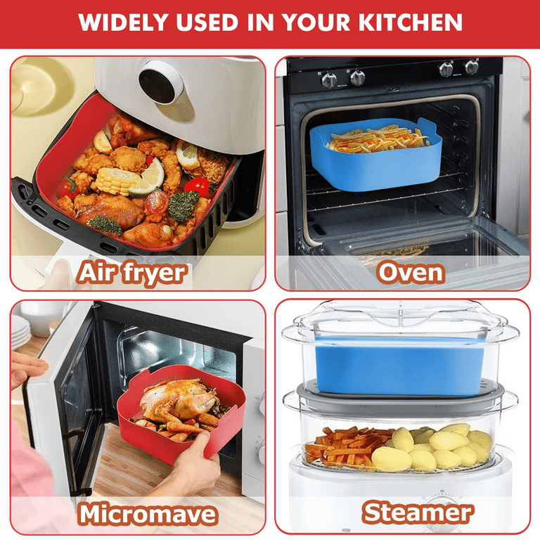 Rectangle Air Fryer Liners Reusable Silicone Baking Tray Airfryer Liners  for Oven Dual Basket Air Fryers Kitchen Accessories - AliExpress