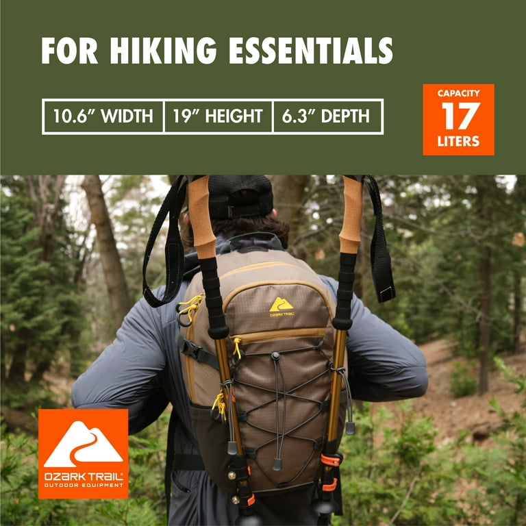 Ozark Trail 17 L Camping, Hiking, Mountaineering, Technical Backpack, Gray, Unisex, New, Adult Ozark Trail 17 L Camping, Hiking, Mountaineering, Technical Backpack, Gray, Unisex, New, Adult