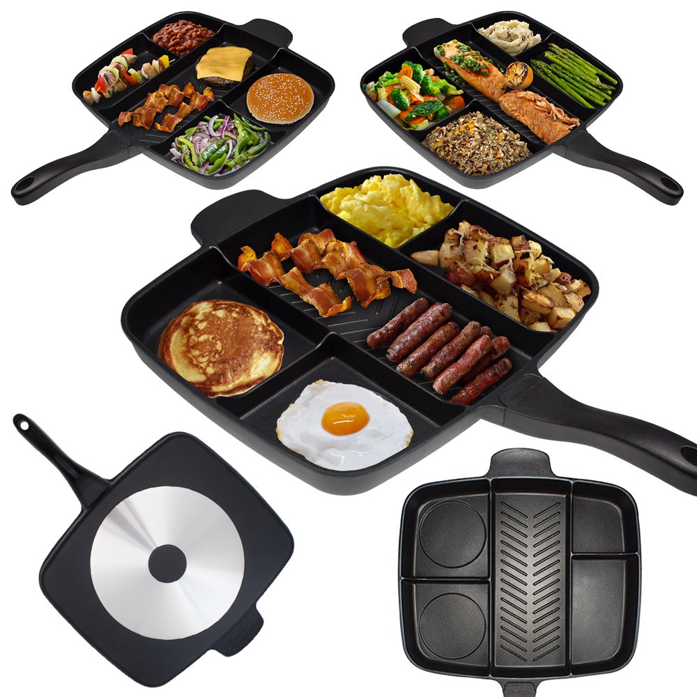 Master Pan Non Stick Divided Meal Skillet for Grill and Oven