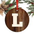 thumbnail image 2 of Metal Christmas Ornament, Monogram Letter L, Rustic Wood, Includes Ribbon and Gift Bag, 2 of 2
