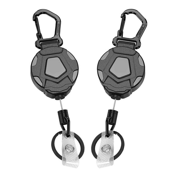CHUNYAN 2-Pack Retractable Keychain, Heavy Duty Carabiner Badge Holder, Tactical ID Badge Reel with 31.5" Steel Retractable Cord, 8.0 oz