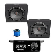 1 Pair (Qty 2) of JBL 12" 1000 Watt Car Audio Subwoofer Enclosure, Bass Knob with Digital Voltmeter with Wire
