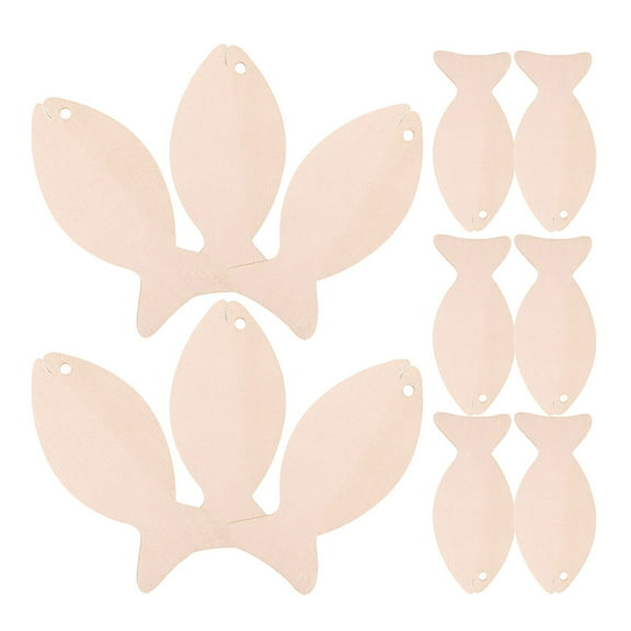 Soimiss 64pcs Wooden Fish Cutouts DIY Ocean Wood Paint Beige Hanging Ornaments Craft Supplies