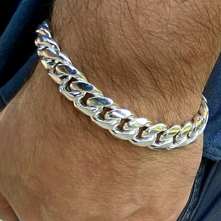 Men's Real Solid 925 Sterling Silver Miami Cuban Chain Bracelet 8