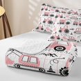 thumbnail image 4 of Erosebridal Grid Excavator Truck Twin Quilt Set for Girls, Line Print Twin Coverlet Set, Pink White, 2 Pieces, 4 of 7