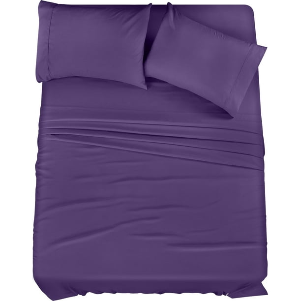 Juego de sábanas King Utopia Bedding de microfibra con forma de berenjena, 4 piezas