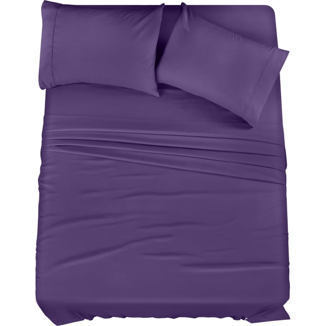 Juego de sábanas Utopia Bedding Queen de microfibra cepillada, color morado
