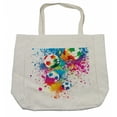 thumbnail image 1 of Soccer Shopping Bag, Colored Splashes All over Soccer Balls Score World Cup Championship Athletic, Eco-Friendly Reusable Bag for Groceries Beach and More, 15.5" X 14.5", Cream, by Ambesonne, 1 of 2