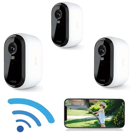 3 Packs Arlo Essential Spotlight Camera, Wireless Security Camera, Outdoor Camera (2nd Gen),1080p Video, Color Night Vision, Direct to WiFi No Hub Needed, Surveillance cam, White