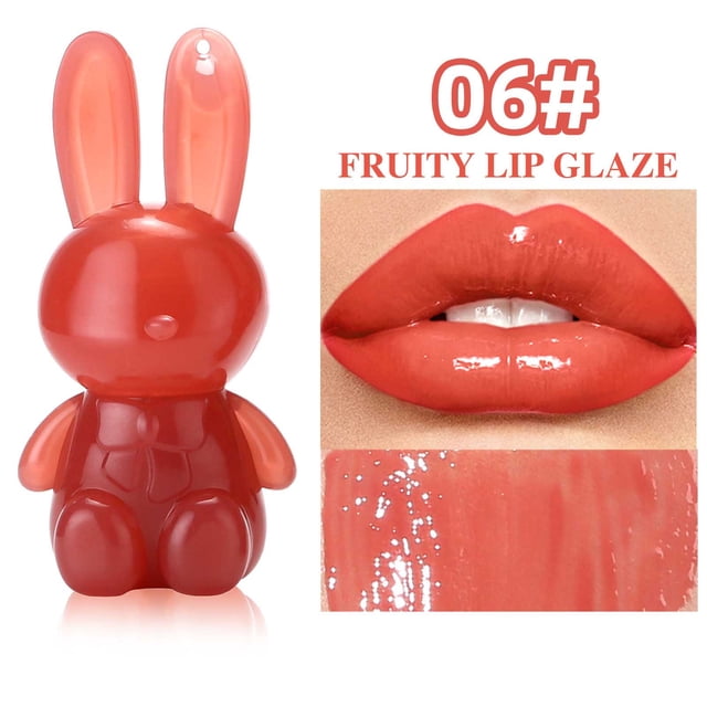 Set de lápiz labial humectante Rabbit de 6 colores, brillo de labios Mirror Water Light, glaseado de labios voluminizador, maquillaje de labios hidratante de color caramelo de larga duración