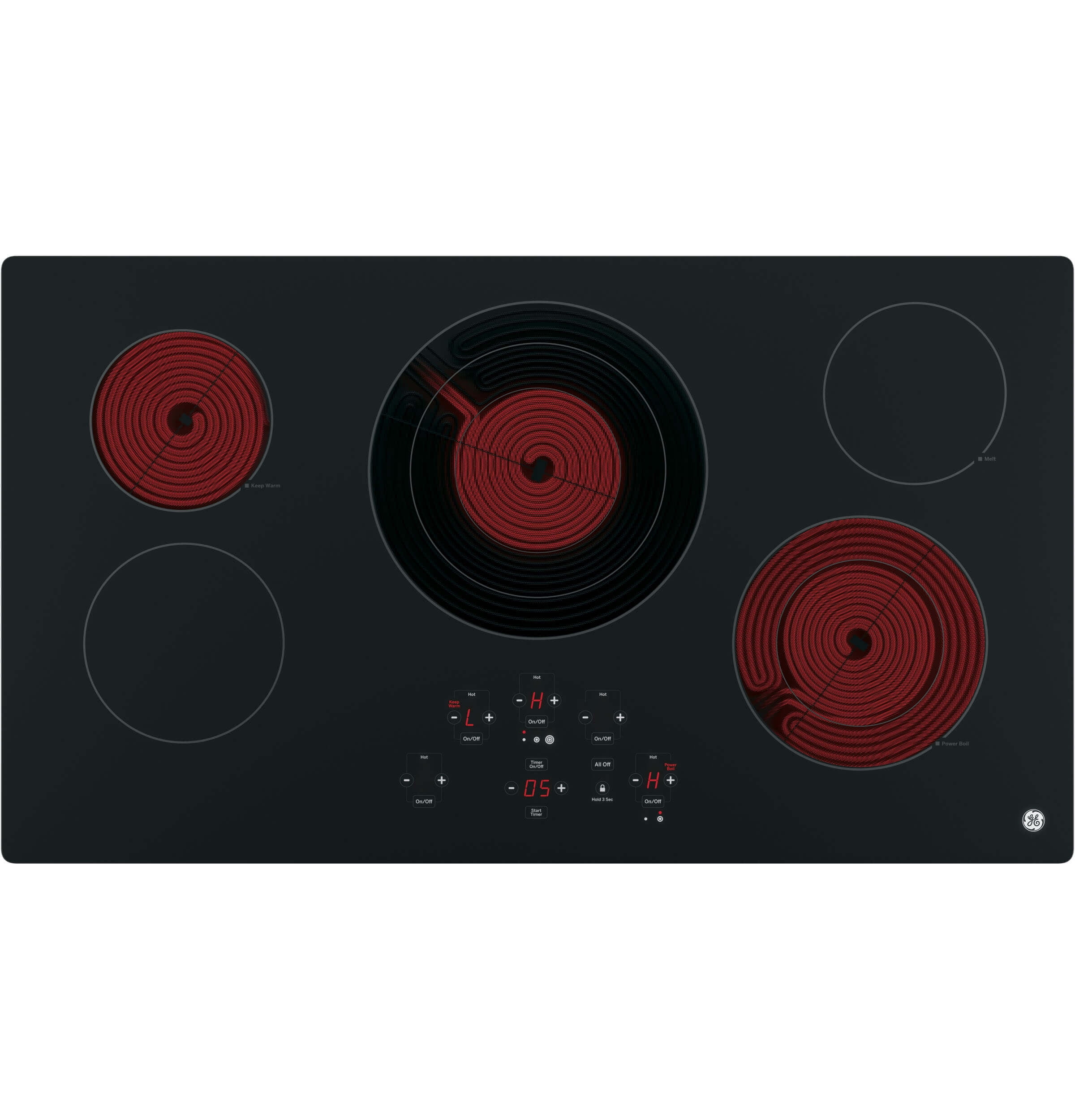 GE JP5036DJBB 36 Inch Smoothtop Electric Cooktop with 5 Radiant Elements,  Center Tri-Ring Burner, Digital Touch Controls, Built-in Kitchen Timer,  Keep Warm, Melt Setting, ADA Compliant Fits Guarantee - Walmart.com