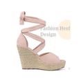 thumbnail image 4 of BLISSFUL STEP Sandales Compensées Espadrilles à Lacets pour Femmes Rose Poussière 7,5, 4 of 7