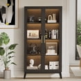 thumbnail image 2 of Glass Display Cabinet with RGB Lights,4 Tier Curio Cabinets with 3 Color Lights,Display Case with Human Body Sensor & USB Ports, Corner Storage Cabinet for Collectibles/Toys/Books, 2 of 7