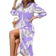 thumbnail image 2 of Bohemian Style Women Three Quarter Floral Print Lapel Button Down Long Maxi Dress, 2 of 5