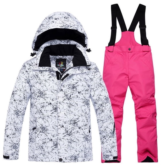Trikvn Youth Boys Girls Snowsuit 2 Piece Winter Ski Jacket and Suspenders Snow Pants Set Waterproof Windproof Warm Hooded Snowboarding Outfit for Mountain Skiing