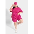 thumbnail image 4 of CASSIE LIZ Plus Size 2 Piece Outfits Womens Pink Short Sets Oversized Tshirts Matching Biker Short Summer Clothing XL 16W 18W, 4 of 8