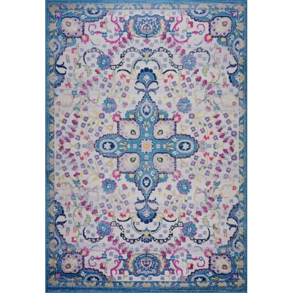 LaDole Rugs Persian Classic Pattern Durable Traditional Area Rug - Amazing 2x2 Room Decor Doormat for Living Room, Bedroom, Kitchen, and Office - Blue, 2x3 (1'10" x 2'11", 57cm x 90cm)