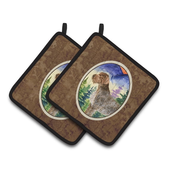 Carolines Treasures SS8226PTHD German Wirehaired Pointer Pair of Pot Holders, 7.5HX7.5W, multicolor