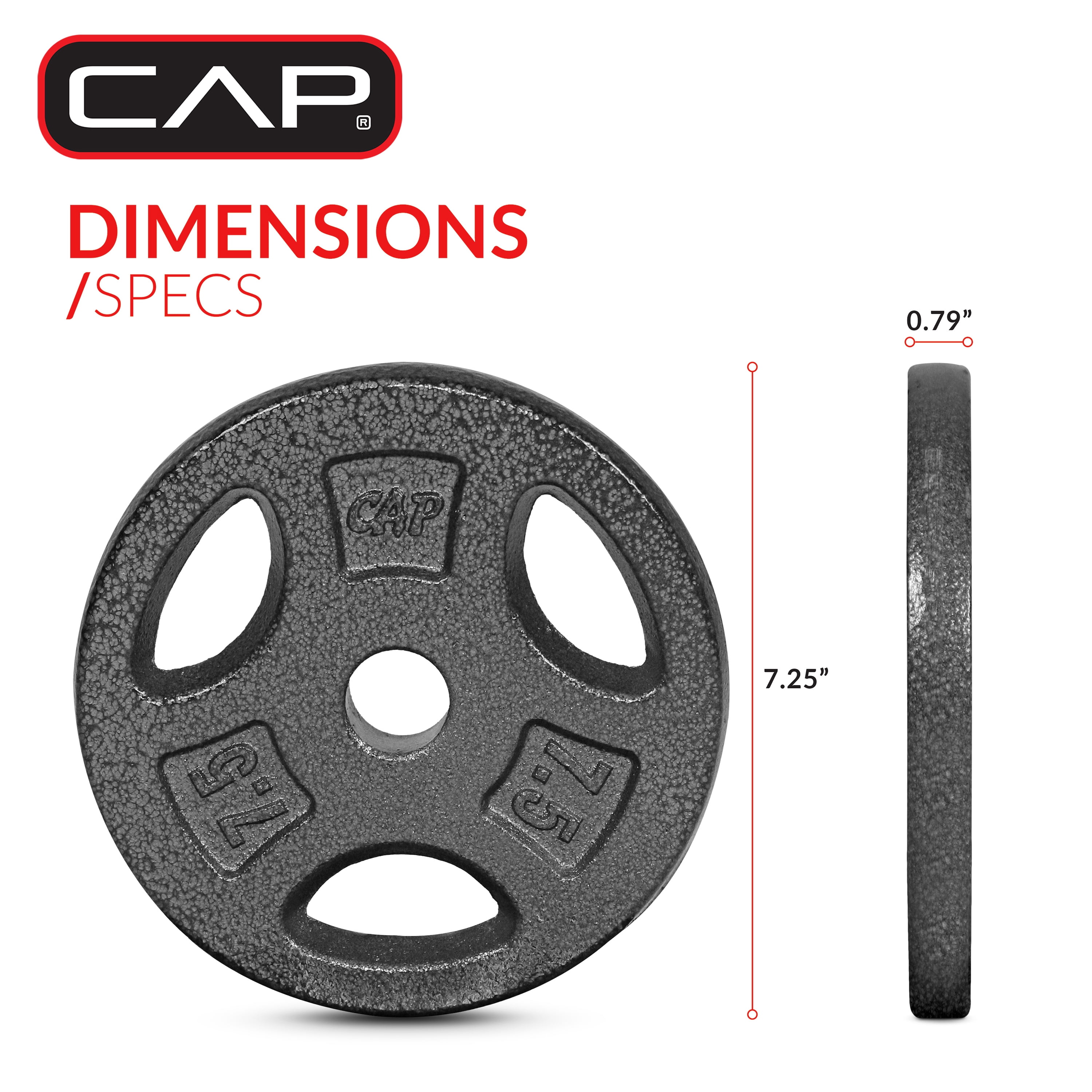 CAP Barbell Standard 7.5lb BLACK Plate Pack B (x4)
