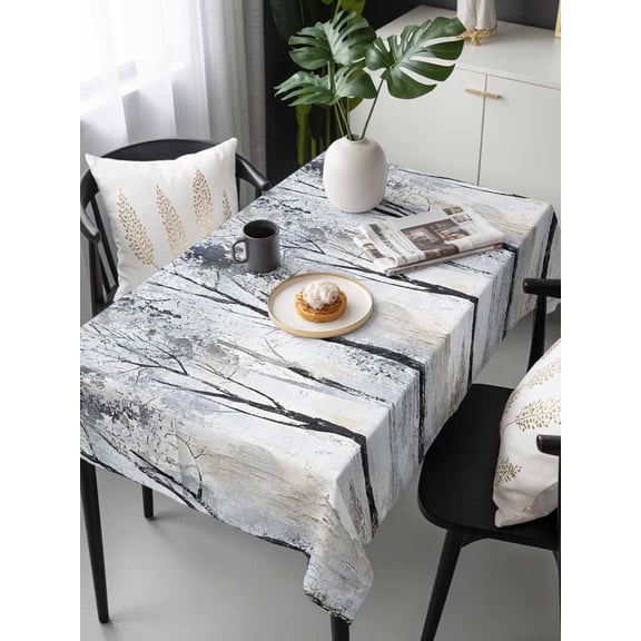 Grey Forest Tablecloth Rectangle Table Cloth 60x120,Waterproof Outdoor Table Cloth Covers Decorative Table Protector,Abstract Vintage Oil Painting Trees Washable Table Cover for Kitchen Dinning Party
